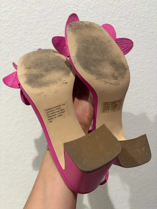 Steve Madden Hot Pink Floral Slingback Block Heels - Picture 2 of 3